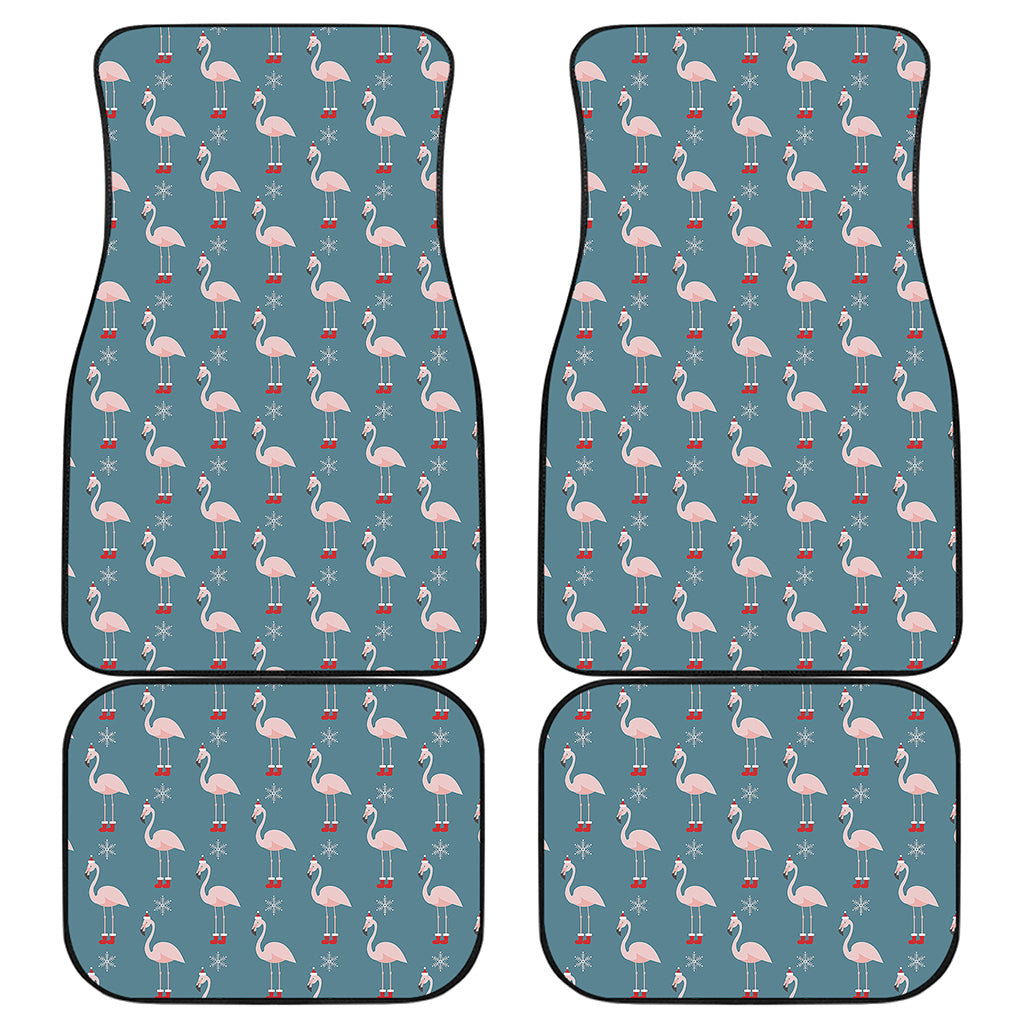 Christmas Snowy Flamingo Pattern Print Front and Back Car Floor Mats