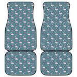 Christmas Snowy Flamingo Pattern Print Front and Back Car Floor Mats