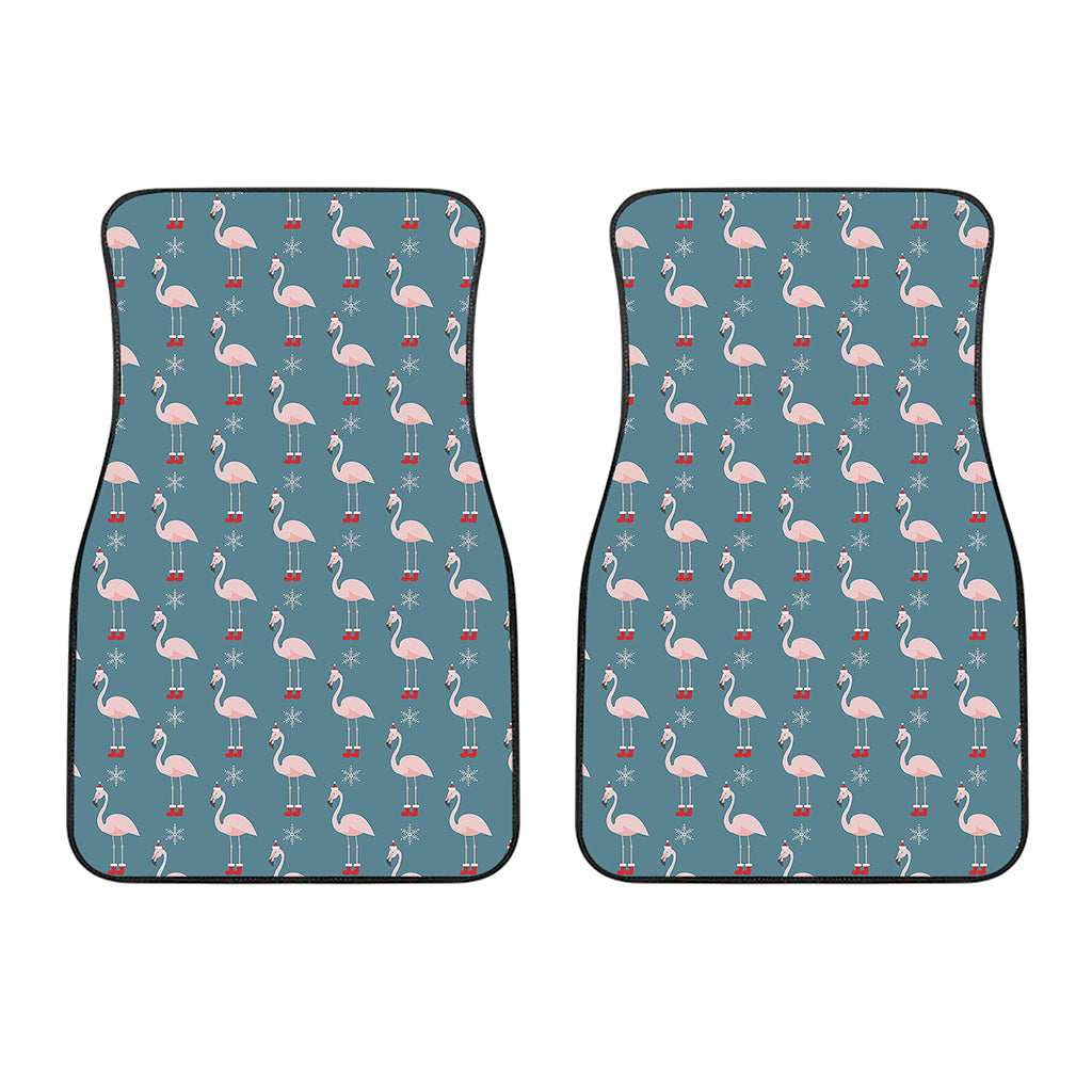 Christmas Snowy Flamingo Pattern Print Front Car Floor Mats