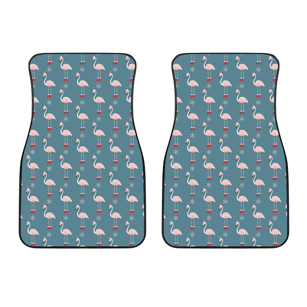 Christmas Snowy Flamingo Pattern Print Front Car Floor Mats