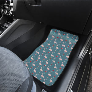 Christmas Snowy Flamingo Pattern Print Front Car Floor Mats