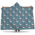 Christmas Snowy Flamingo Pattern Print Hooded Blanket
