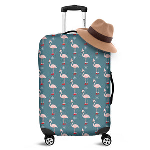 Christmas Snowy Flamingo Pattern Print Luggage Cover