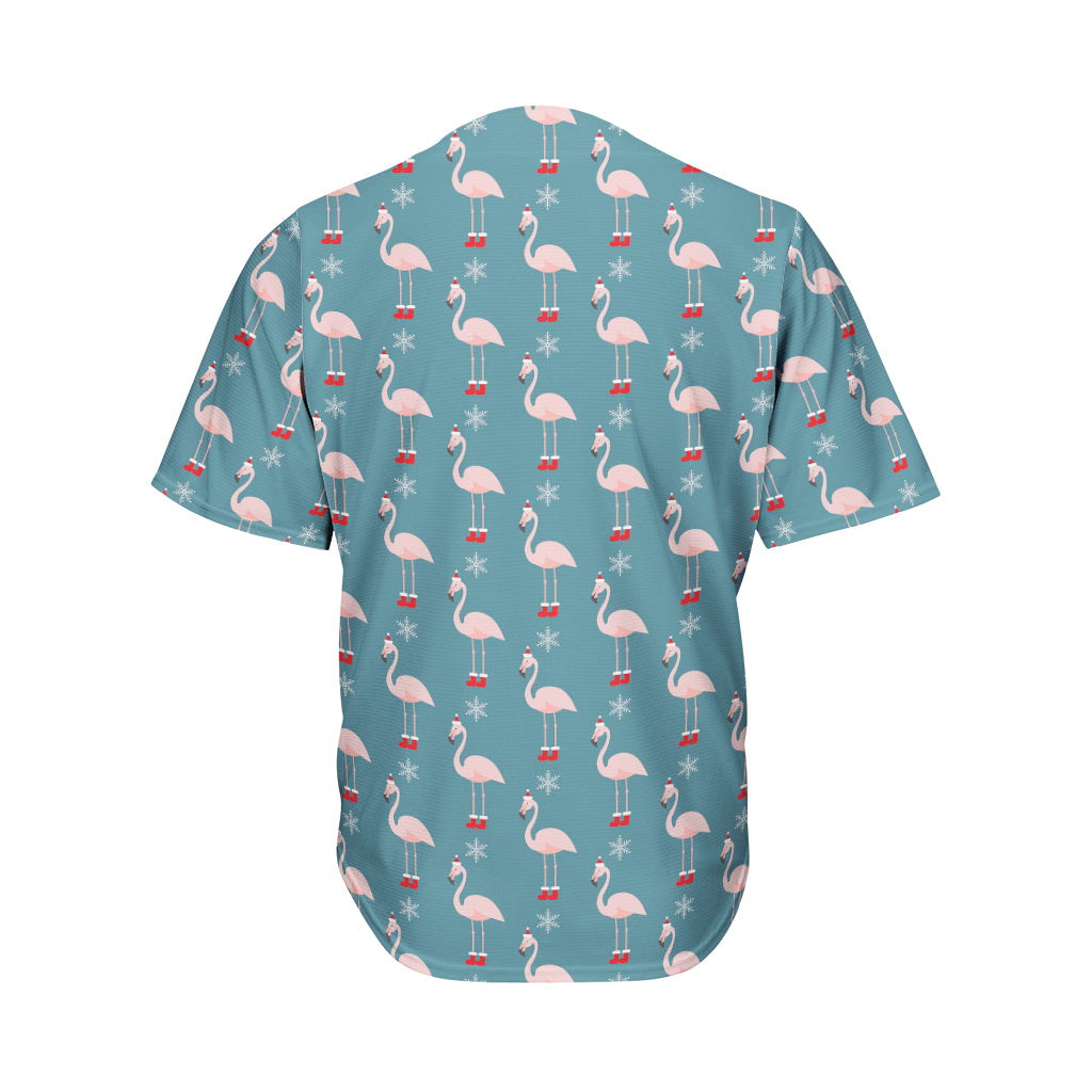 Christmas Snowy Flamingo Pattern Print Men's Baseball Jersey