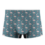 Christmas Snowy Flamingo Pattern Print Men's Boxer Briefs