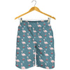 Christmas Snowy Flamingo Pattern Print Men's Shorts