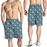 Christmas Snowy Flamingo Pattern Print Men's Shorts