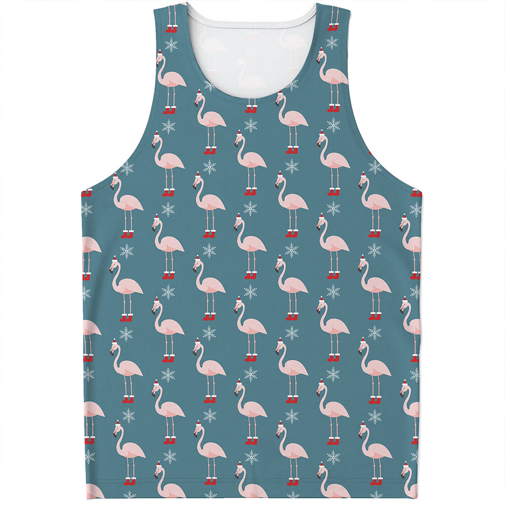 Christmas Snowy Flamingo Pattern Print Men's Tank Top