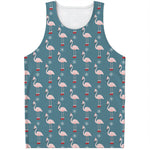 Christmas Snowy Flamingo Pattern Print Men's Tank Top