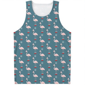 Christmas Snowy Flamingo Pattern Print Men's Tank Top