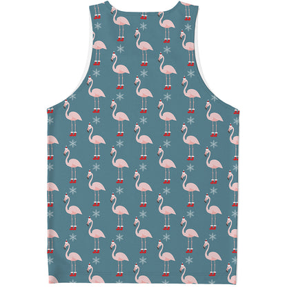 Christmas Snowy Flamingo Pattern Print Men's Tank Top