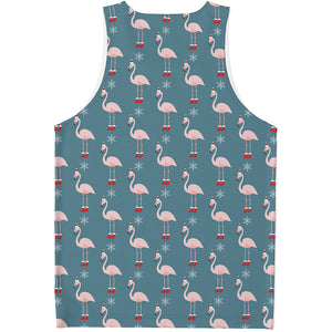 Christmas Snowy Flamingo Pattern Print Men's Tank Top