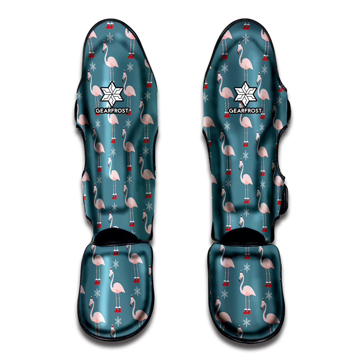 Christmas Snowy Flamingo Pattern Print Muay Thai Shin Guard