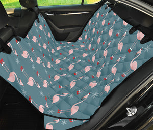 Christmas Snowy Flamingo Pattern Print Pet Car Back Seat Cover