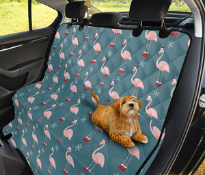 Christmas Snowy Flamingo Pattern Print Pet Car Back Seat Cover