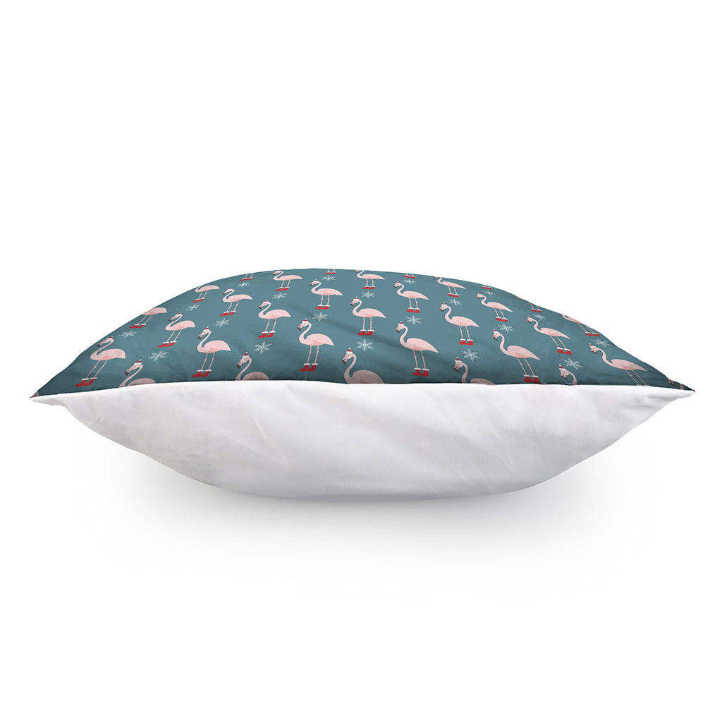 Christmas Snowy Flamingo Pattern Print Pillow Cover