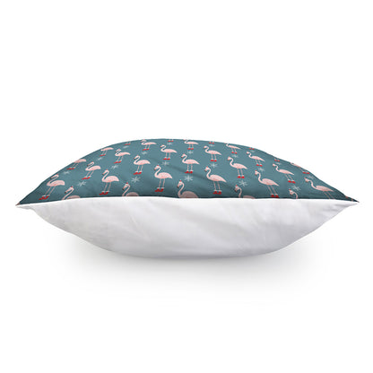 Christmas Snowy Flamingo Pattern Print Pillow Cover