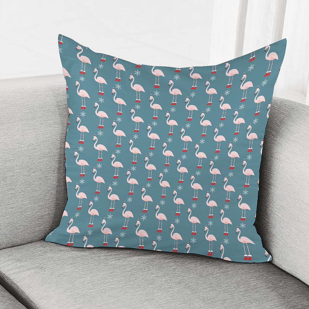Christmas Snowy Flamingo Pattern Print Pillow Cover