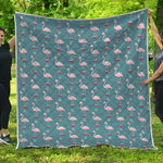 Christmas Snowy Flamingo Pattern Print Quilt