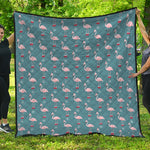 Christmas Snowy Flamingo Pattern Print Quilt