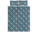 Christmas Snowy Flamingo Pattern Print Quilt Bed Set