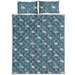 Christmas Snowy Flamingo Pattern Print Quilt Bed Set