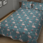 Christmas Snowy Flamingo Pattern Print Quilt Bed Set