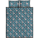 Christmas Snowy Flamingo Pattern Print Quilt Bed Set