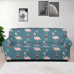 Christmas Snowy Flamingo Pattern Print Sofa Cover