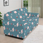 Christmas Snowy Flamingo Pattern Print Sofa Cover