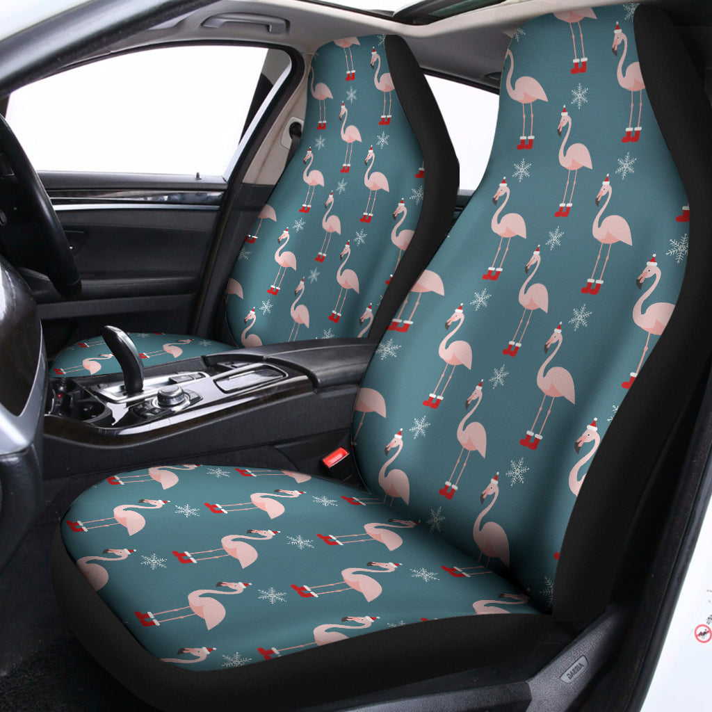 Christmas Snowy Flamingo Pattern Print Universal Fit Car Seat Covers