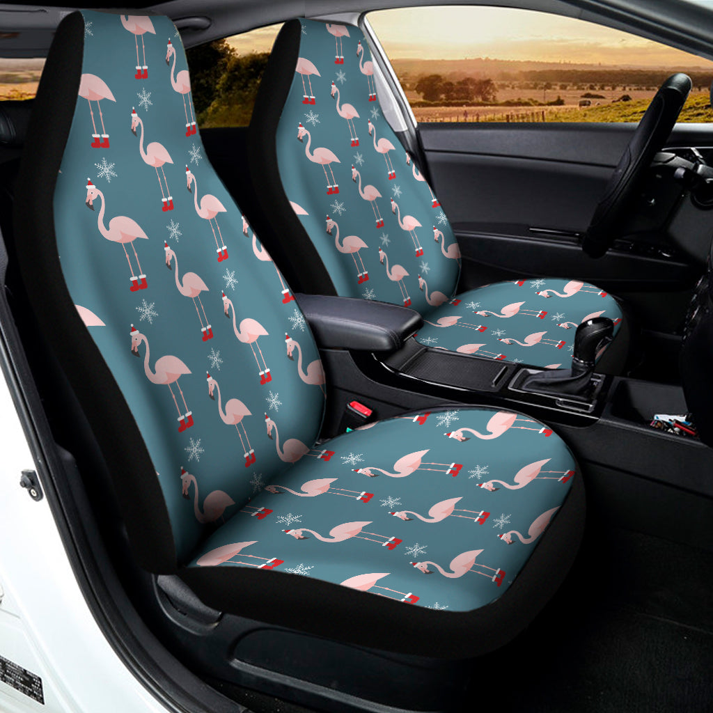 Christmas Snowy Flamingo Pattern Print Universal Fit Car Seat Covers