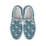 Christmas Snowy Flamingo Pattern Print White Slip On Shoes