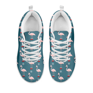 Christmas Snowy Flamingo Pattern Print White Sneakers