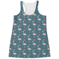 Christmas Snowy Flamingo Pattern Print Women's Racerback Tank Top
