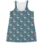 Christmas Snowy Flamingo Pattern Print Women's Racerback Tank Top