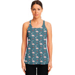 Christmas Snowy Flamingo Pattern Print Women's Racerback Tank Top