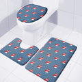 Christmas Snowy Penguin Pattern Print 3 Piece Bath Mat Set