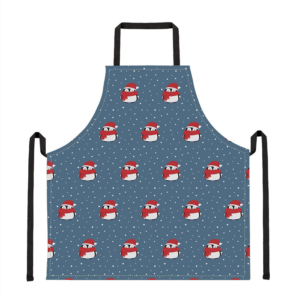 Christmas Snowy Penguin Pattern Print Apron