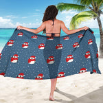 Christmas Snowy Penguin Pattern Print Beach Sarong Wrap