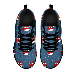 Christmas Snowy Penguin Pattern Print Black Sneakers