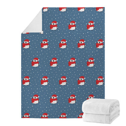 Christmas Snowy Penguin Pattern Print Blanket