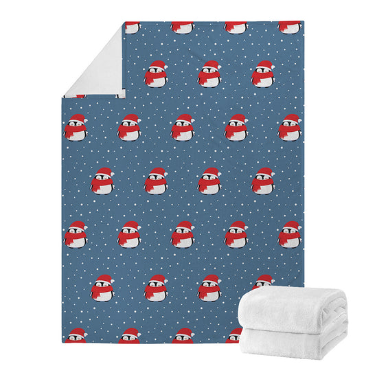 Christmas Snowy Penguin Pattern Print Blanket