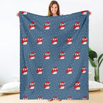 Christmas Snowy Penguin Pattern Print Blanket