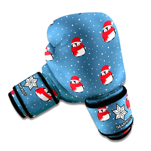 Christmas Snowy Penguin Pattern Print Boxing Gloves