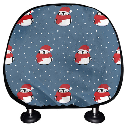 Christmas Snowy Penguin Pattern Print Car Headrest Covers