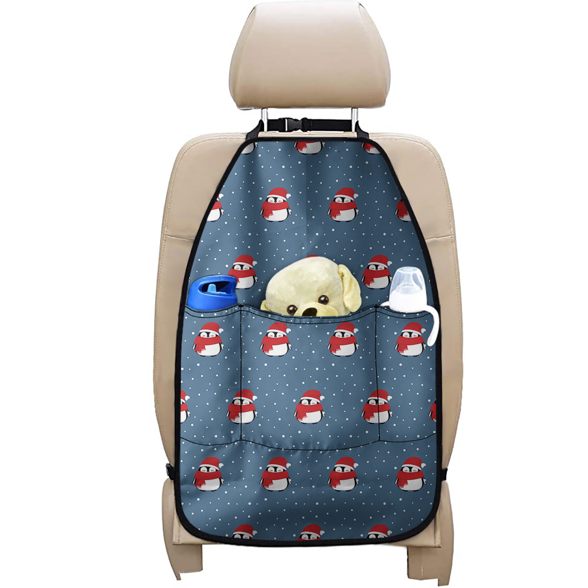Christmas Snowy Penguin Pattern Print Car Seat Organizers