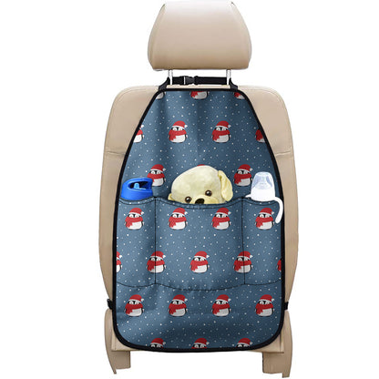 Christmas Snowy Penguin Pattern Print Car Seat Organizers