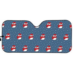 Christmas Snowy Penguin Pattern Print Car Sun Shade