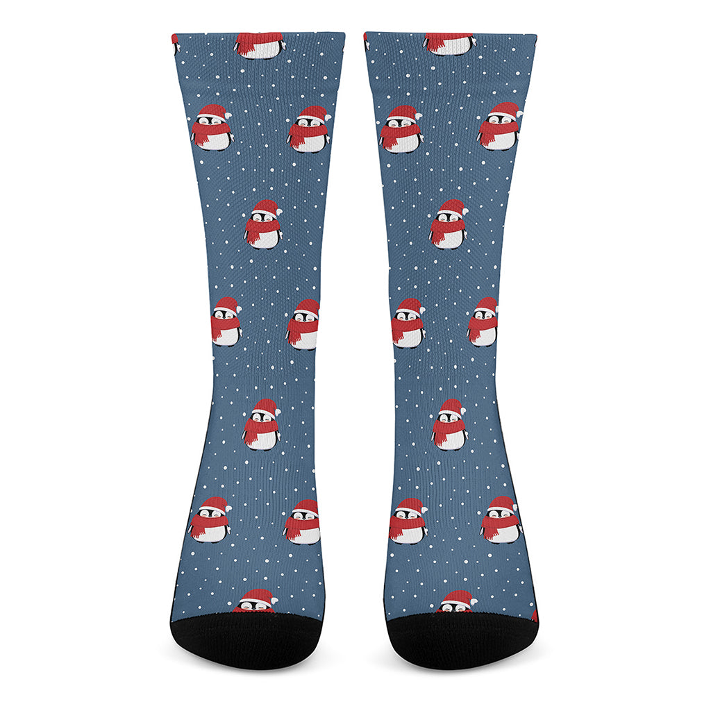 Christmas Snowy Penguin Pattern Print Crew Socks